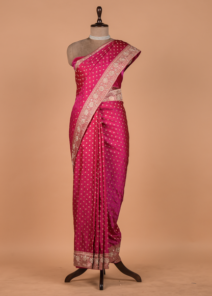 Pink Crepe Silk Banarasi Saree