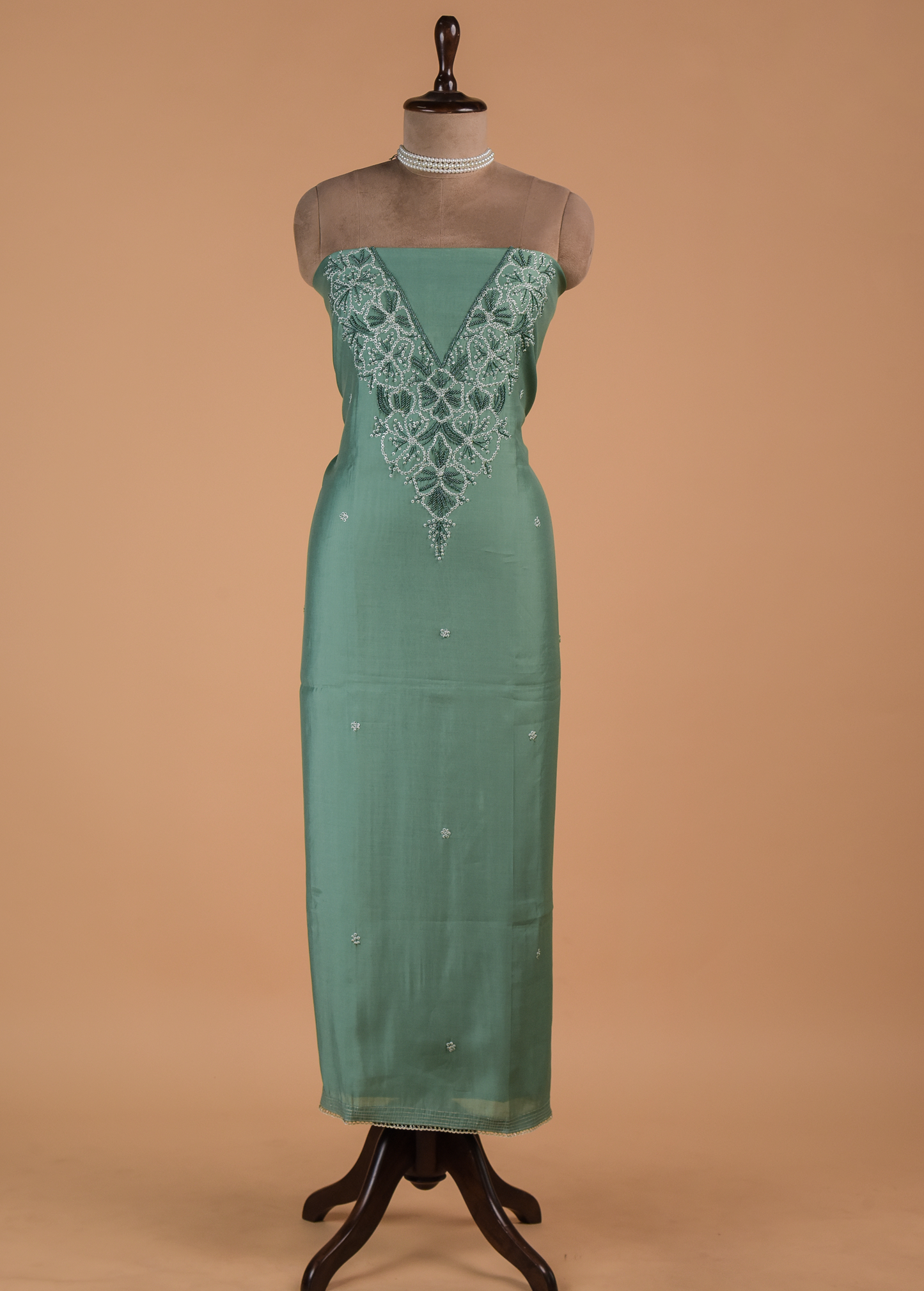 Green Cotton Dress Material