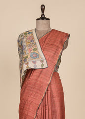 Red Tussar Printed Saree