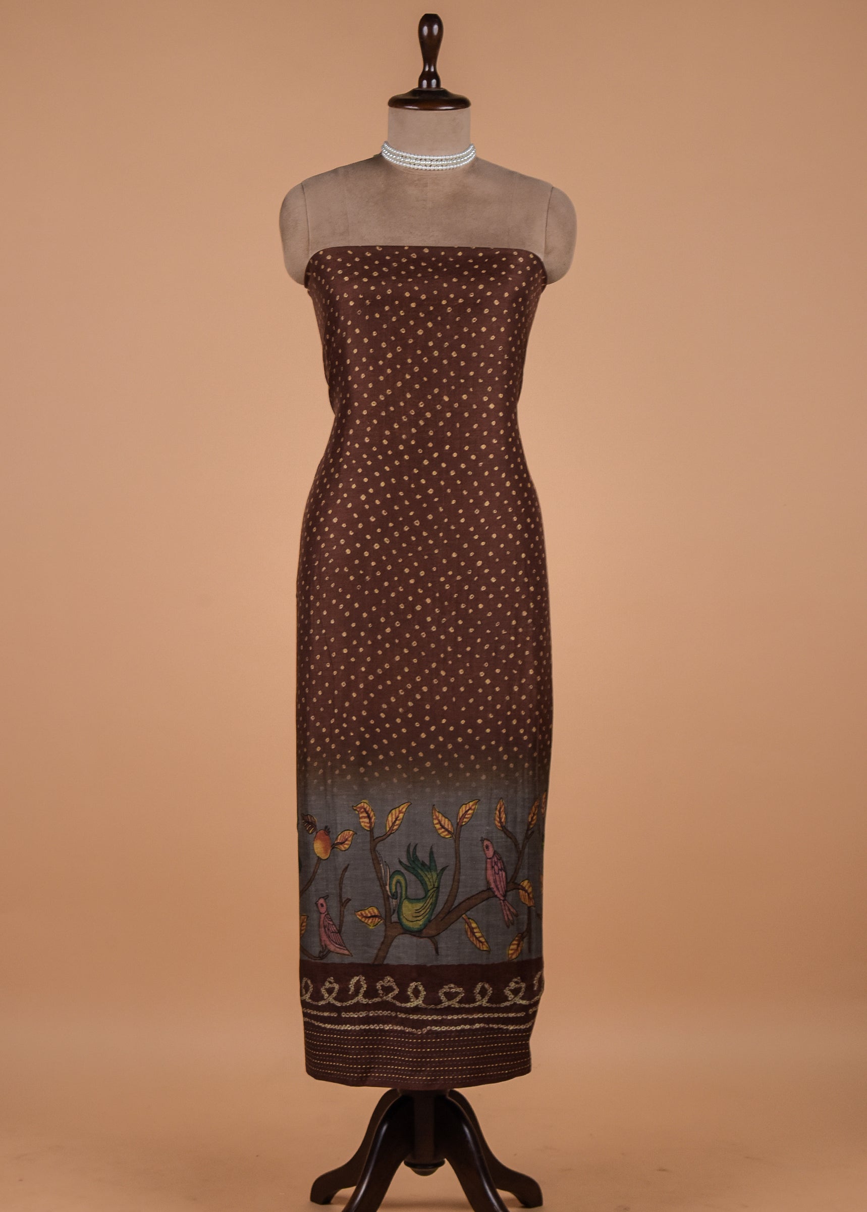 Brown Cotton Silk Dress Material
