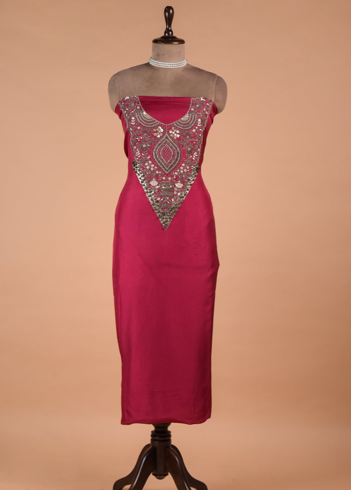Pink Chinia Silk Dress Material