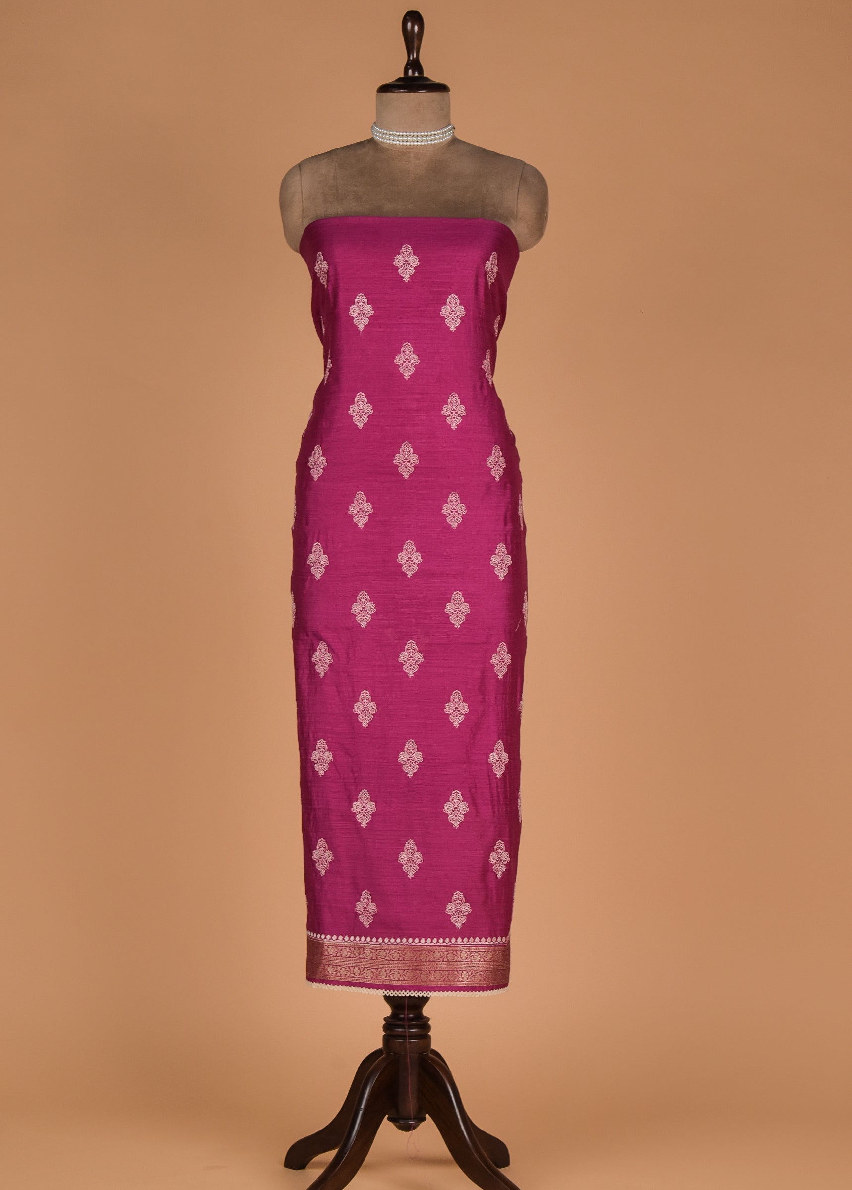 Pink Tussar Dress Material