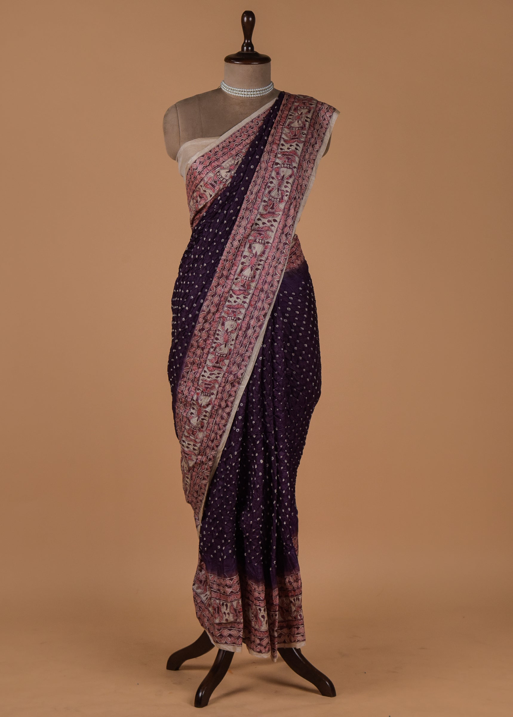 Purple Tussar Printed Saree