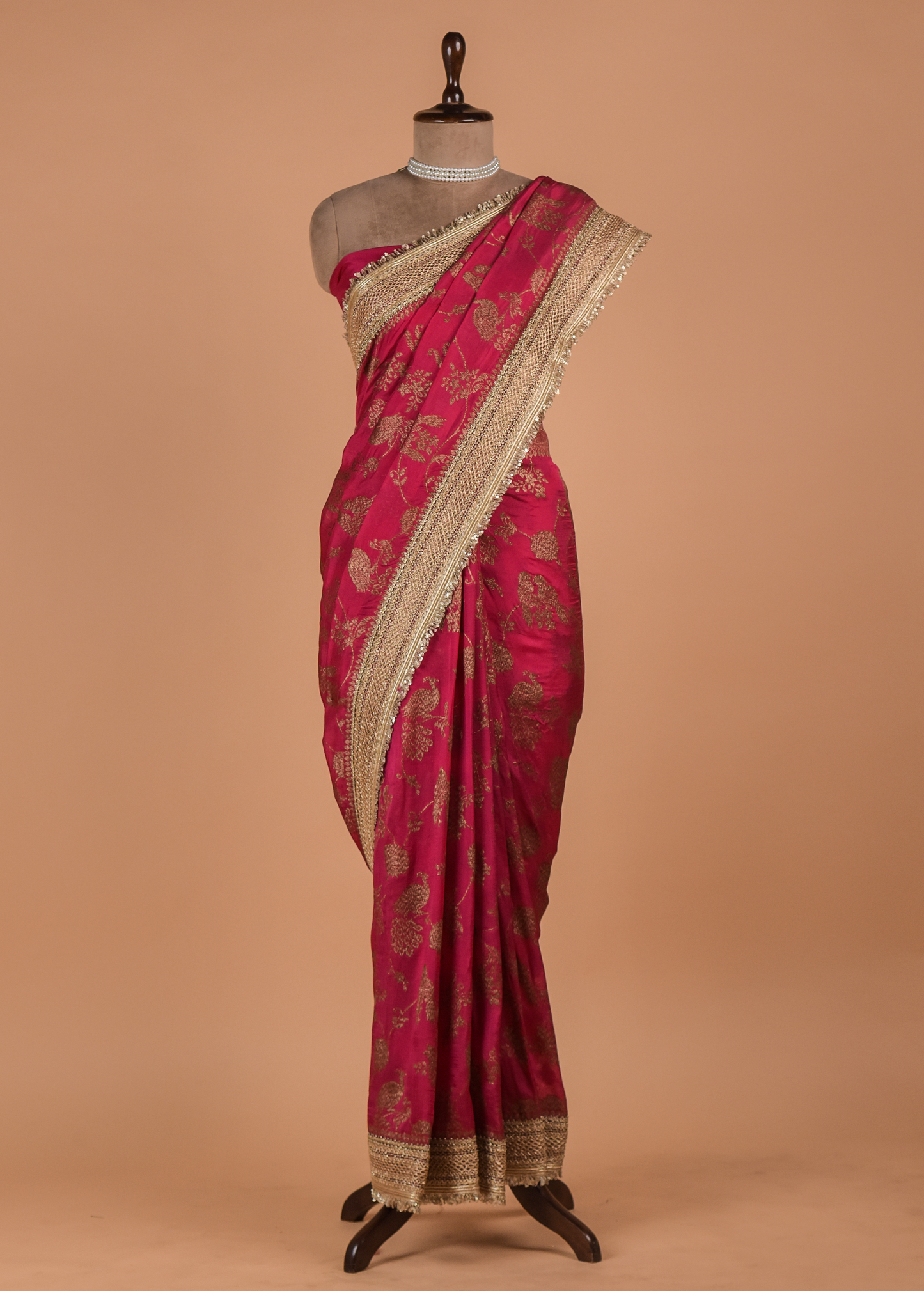 Pink Organza Embroidered Saree