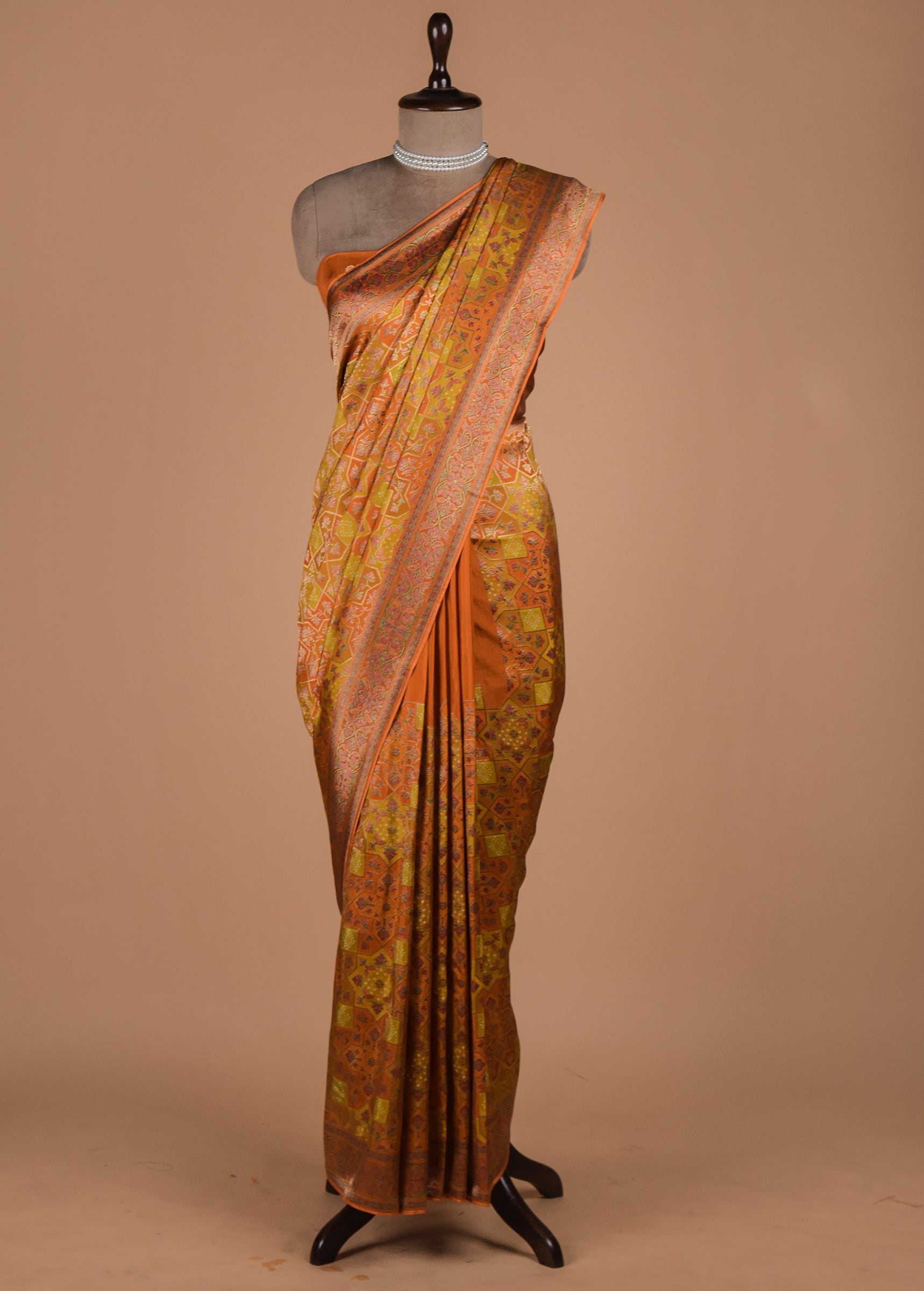 Yellow Moroccan Silk Banarasi Saree