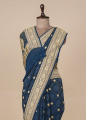 Blue Georgette Bandhani Saree