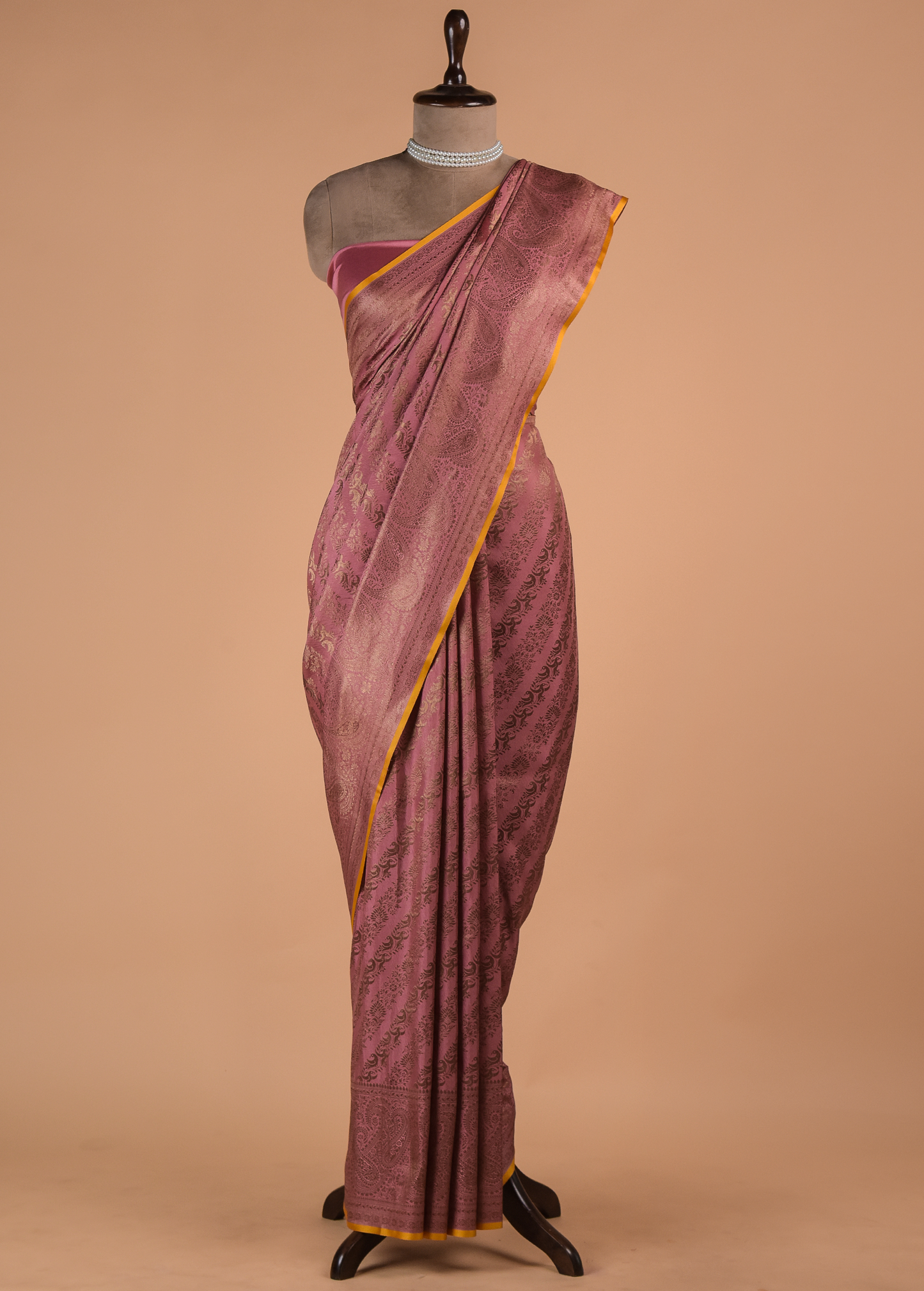 Pink Crepe Banarasi Saree