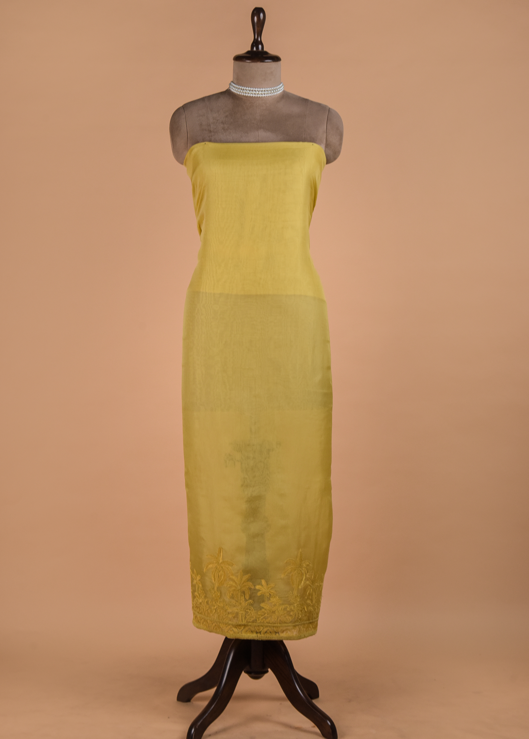 Yellow Organza Dress Material - Image 3 | Greenways Delhi