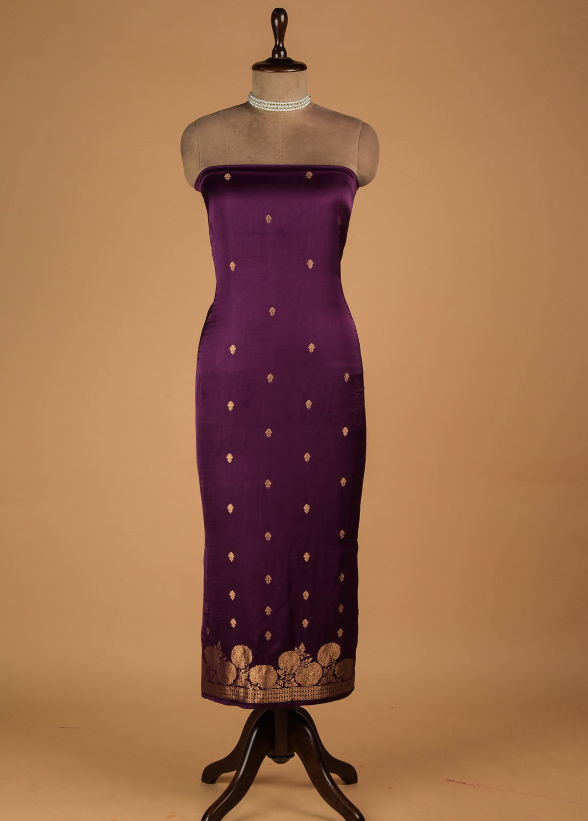 Purple Crepe Silk Dress Material