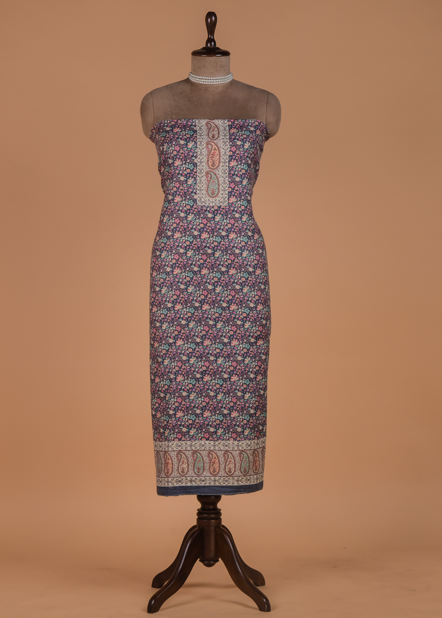 Blue Pashmina Dress Material