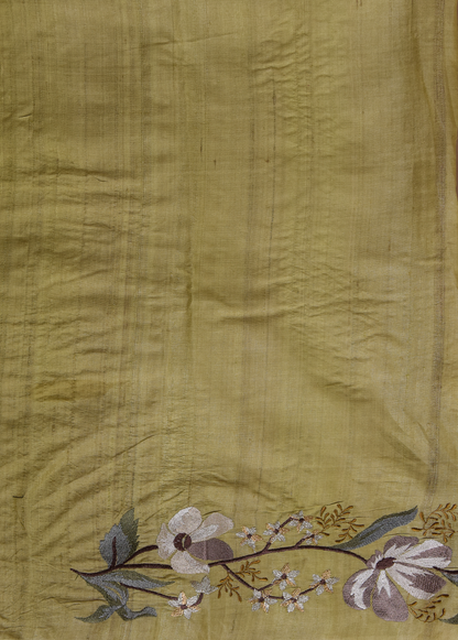 Green Tussar Embroidered Saree