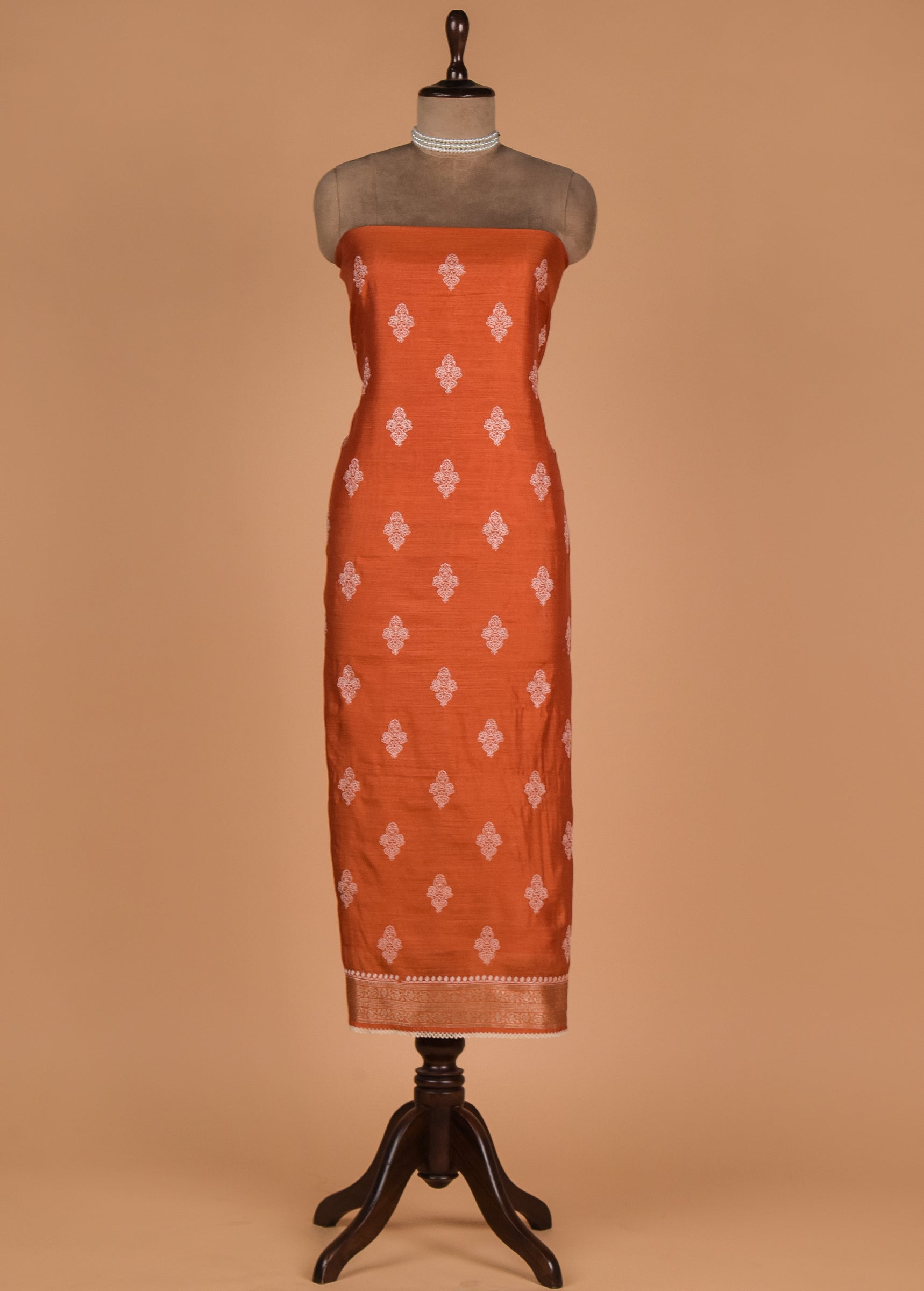 Orange Tussar Dress Material