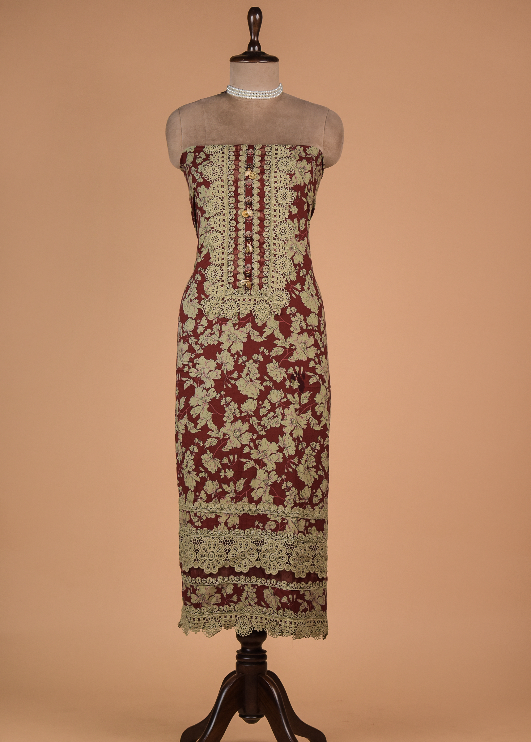 Red Cotton Dress Material