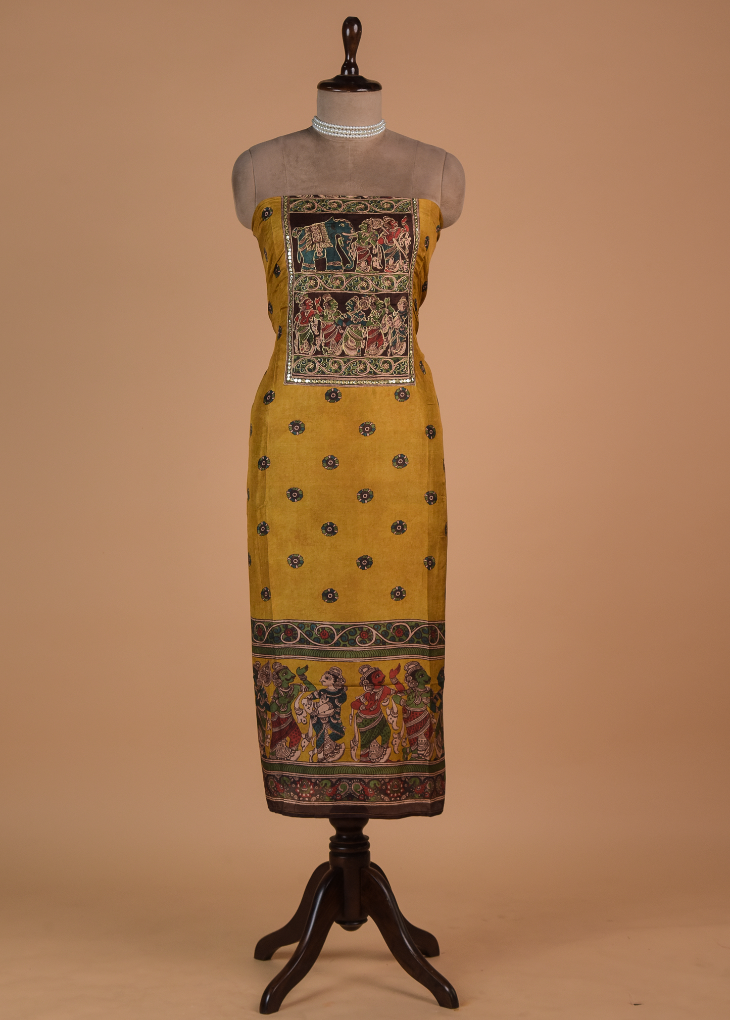 Yellow Crepe Dress Material