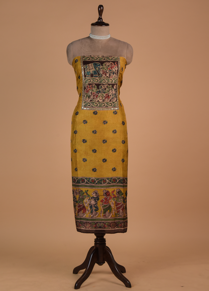 Yellow Crepe Dress Material