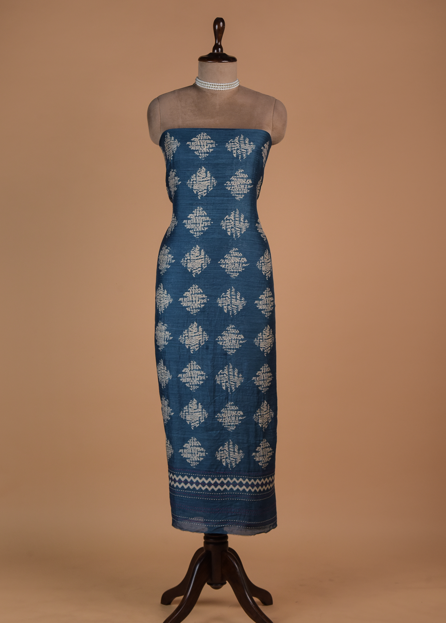 Blue Tussar Dress Material