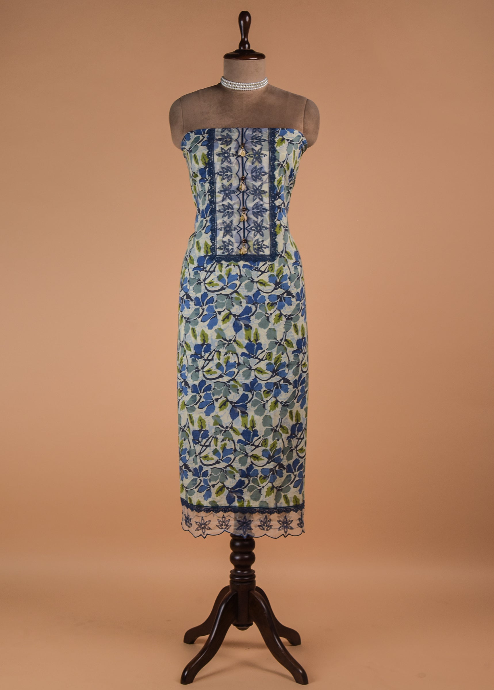 Blue Cotton Dress Material