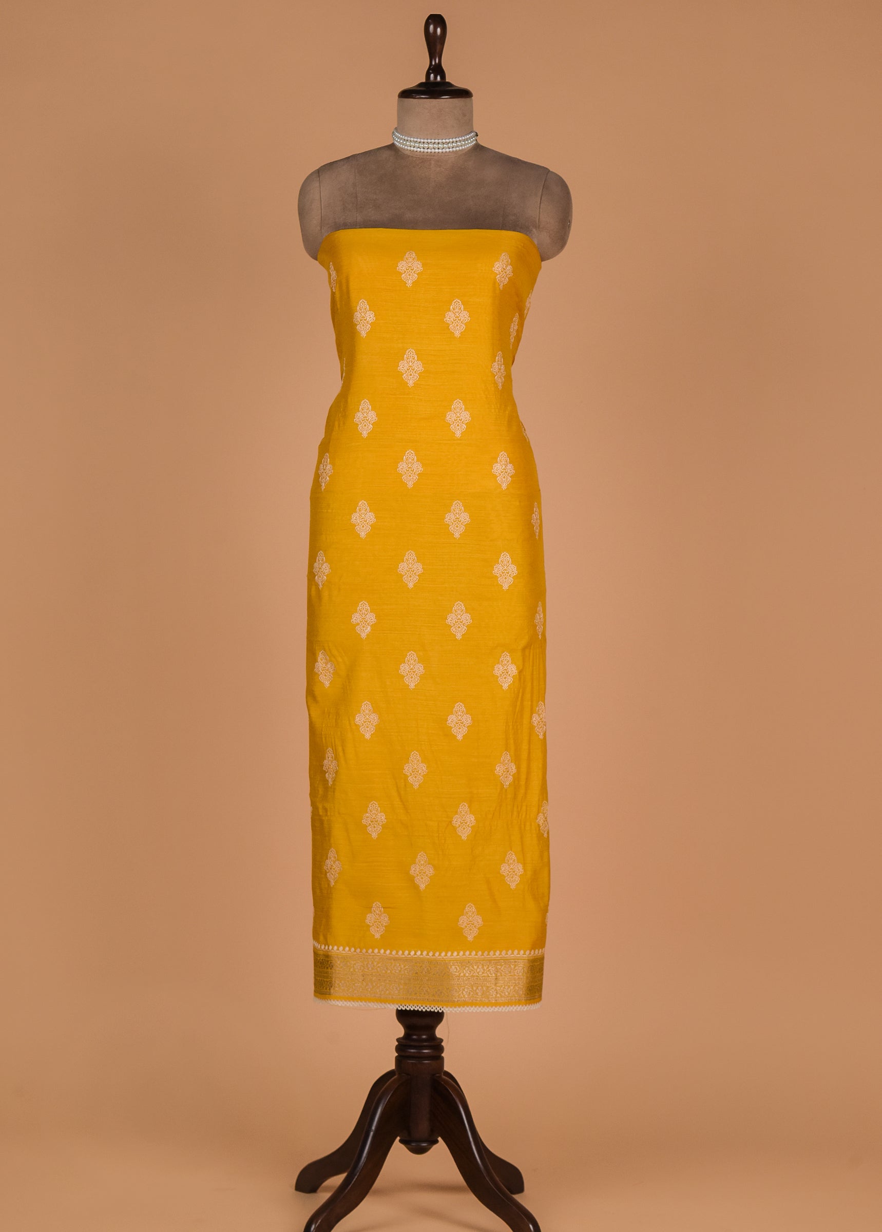 Yellow Tussar Dress Material