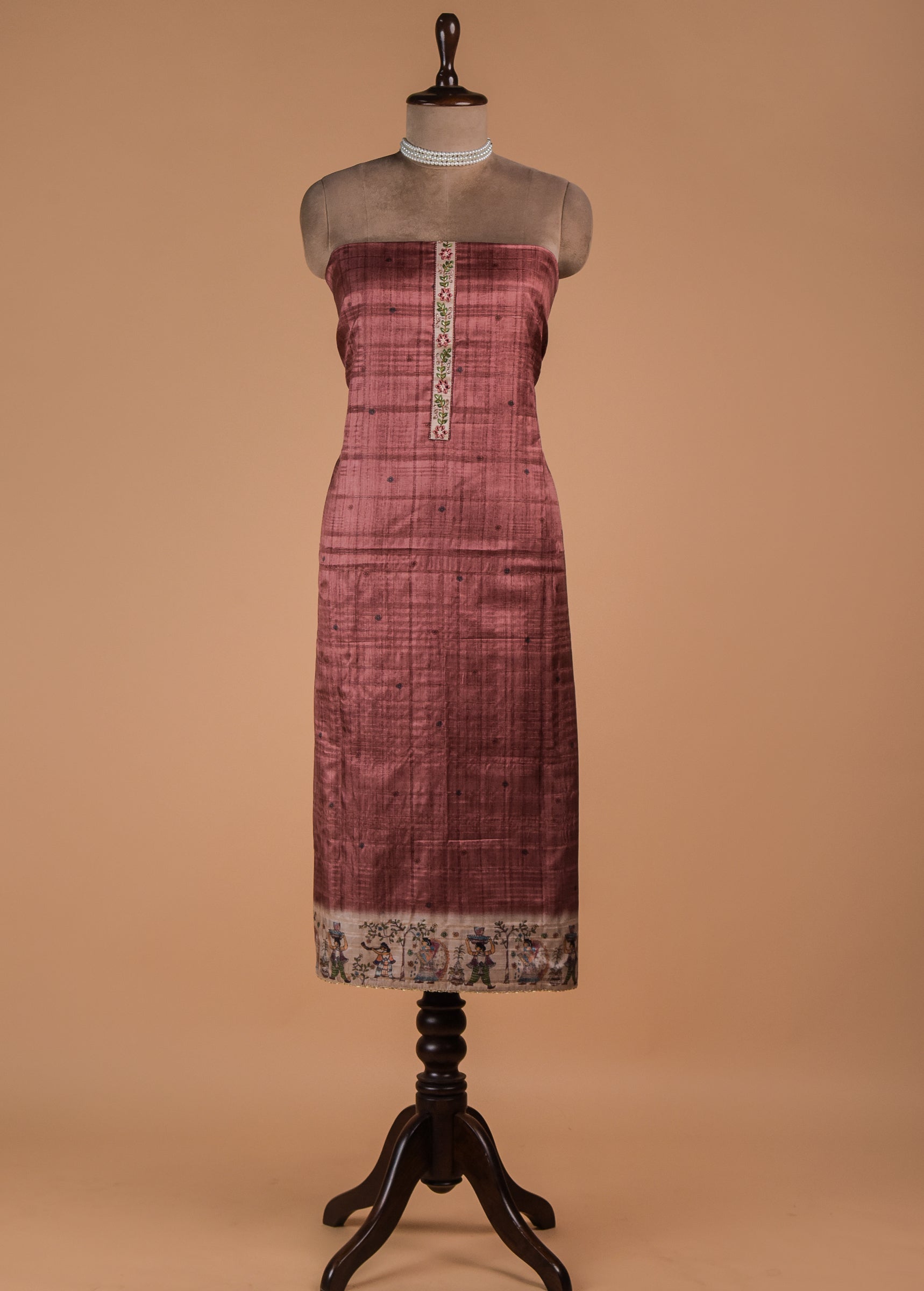 Pink Tussar Dress Material
