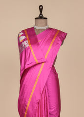 Pink Satin Silk Banarasi Saree