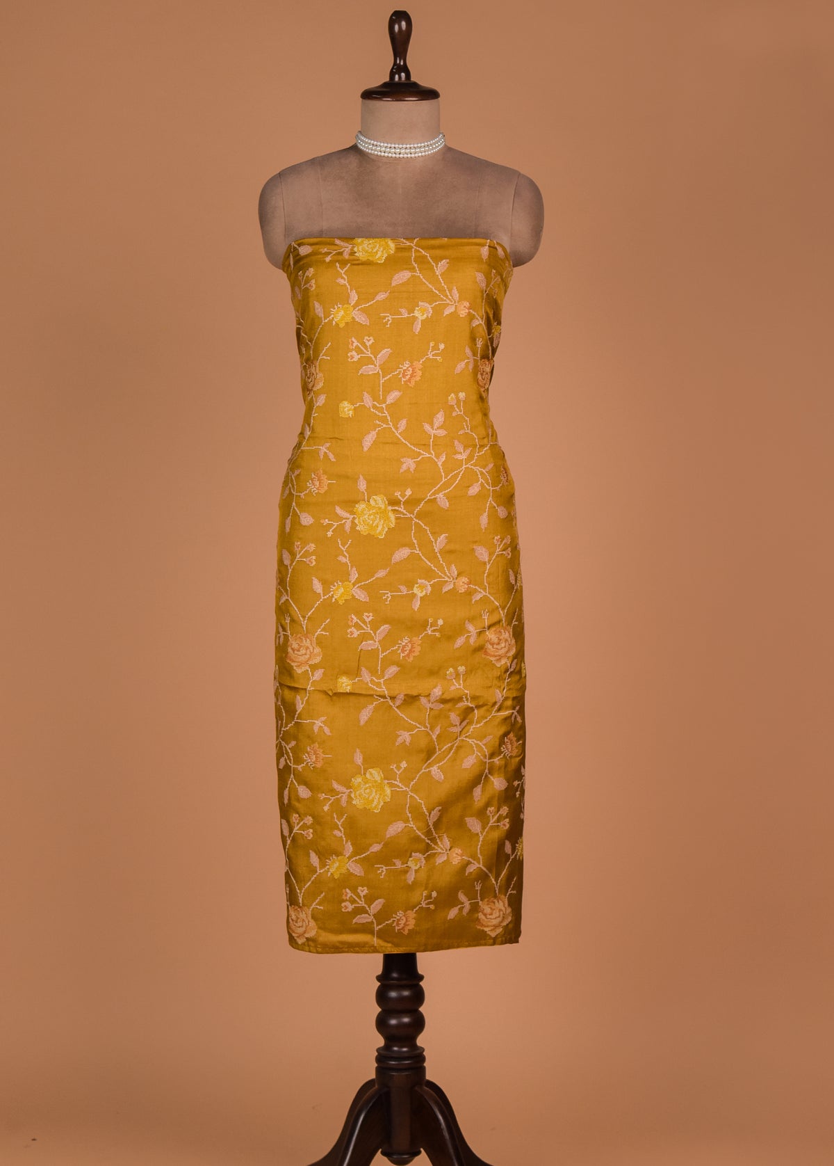 Mustard Tussar Dress Material
