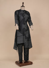 Black Muslin Crepe Kurti Set