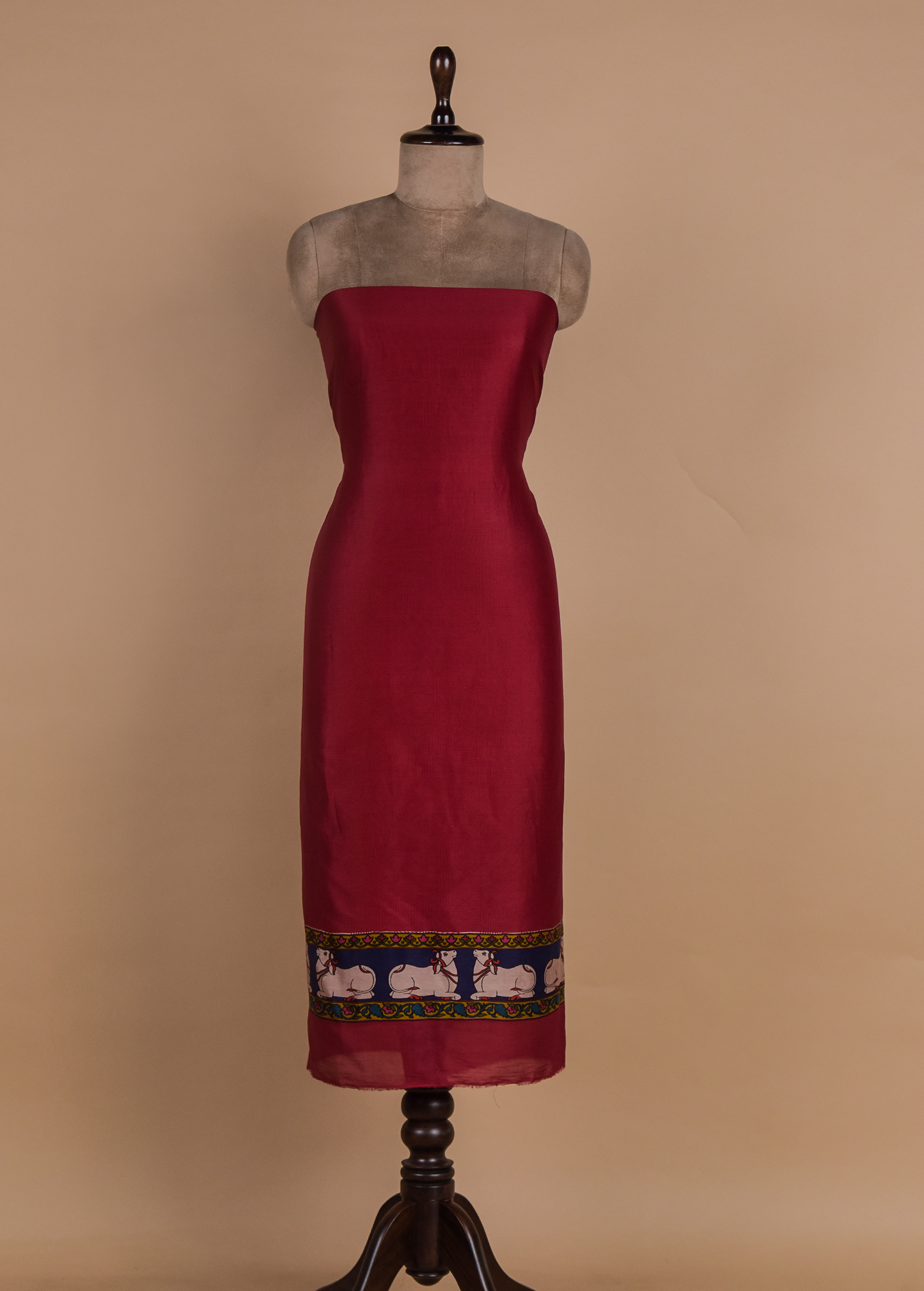 Red Chanderi Dress Material
