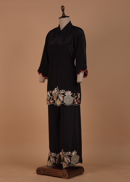 Black Crepe Coord Set