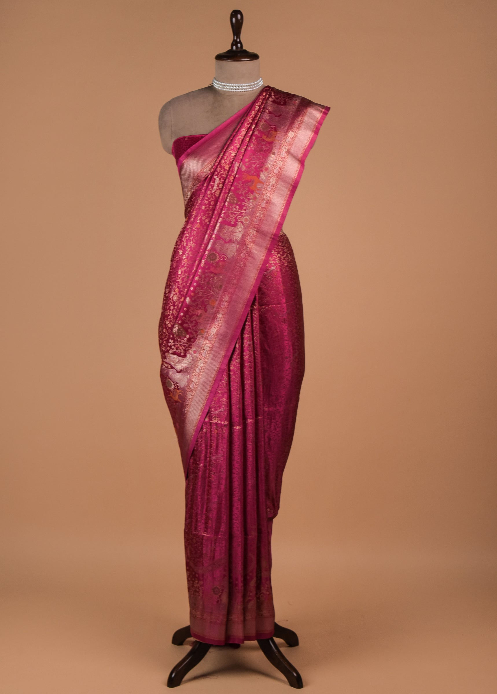 Magenta Moroccan Silk Banarasi Saree