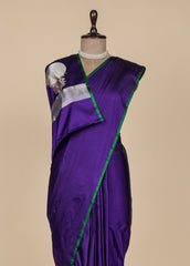 Purple Satin Silk Banarasi Saree