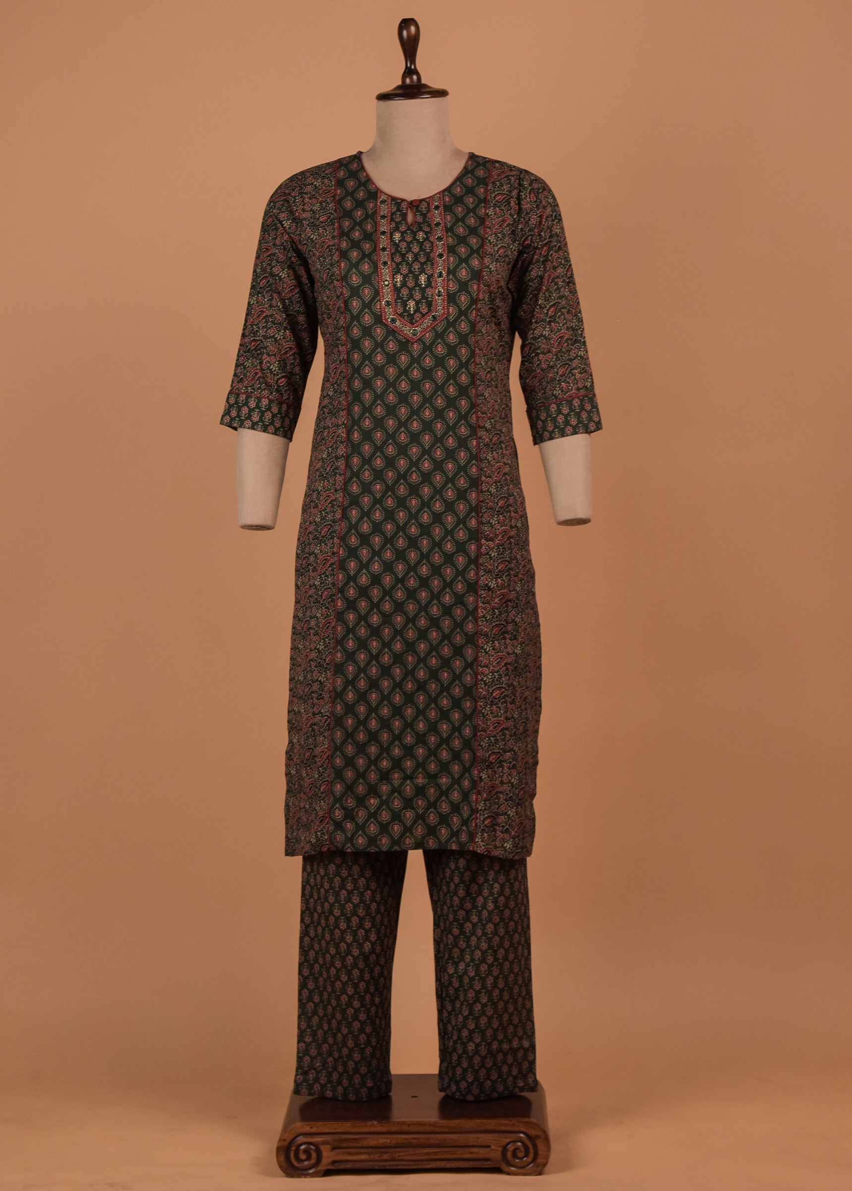 Green Cotton Straight Set