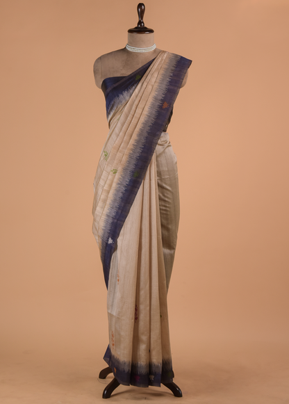 Cream Cotton Banarasi Saree