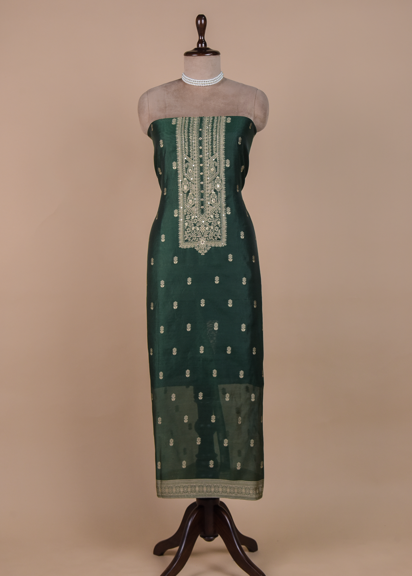 Green Cotton Tussar Dress Material