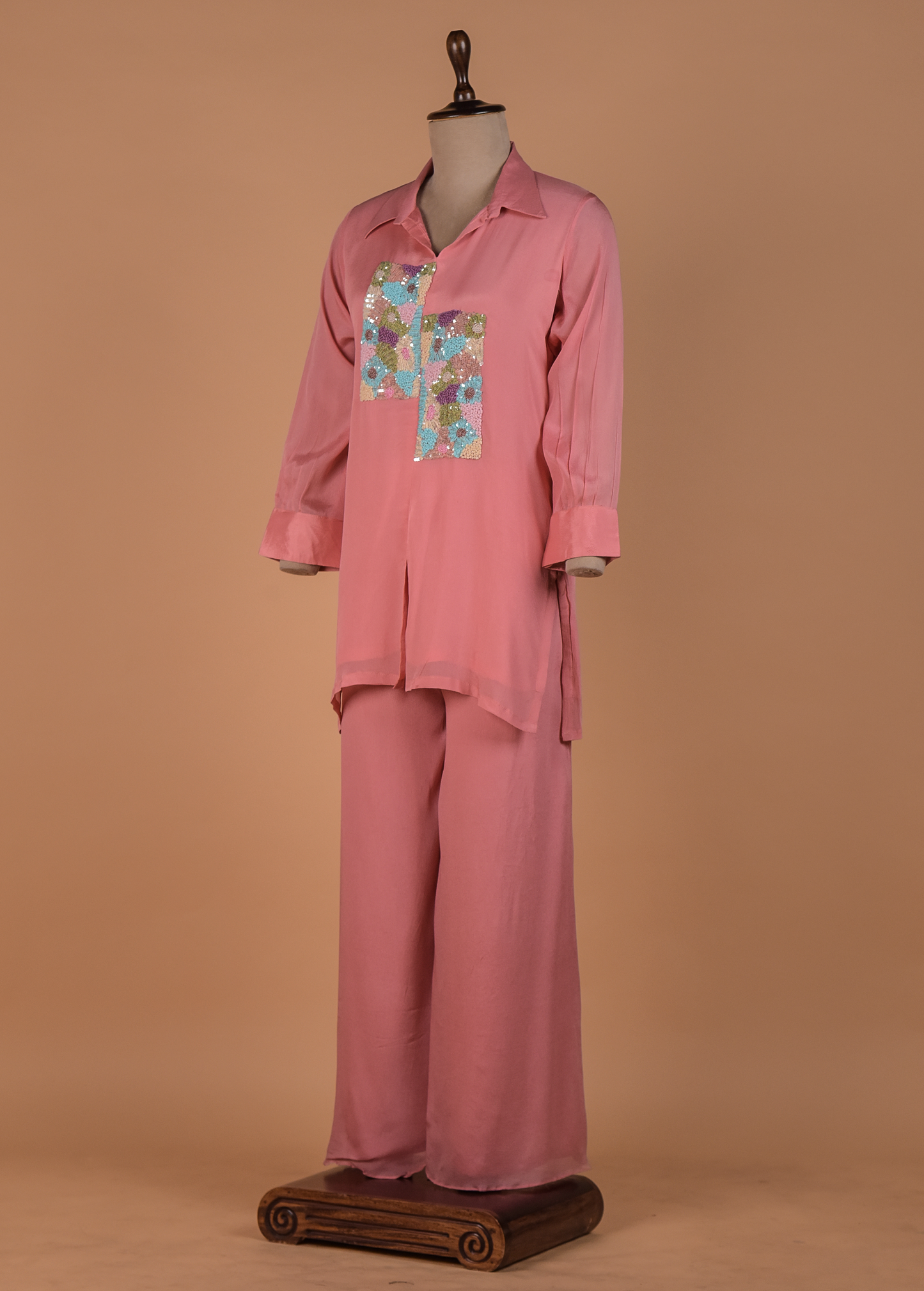 Peach Crepe Coord Set