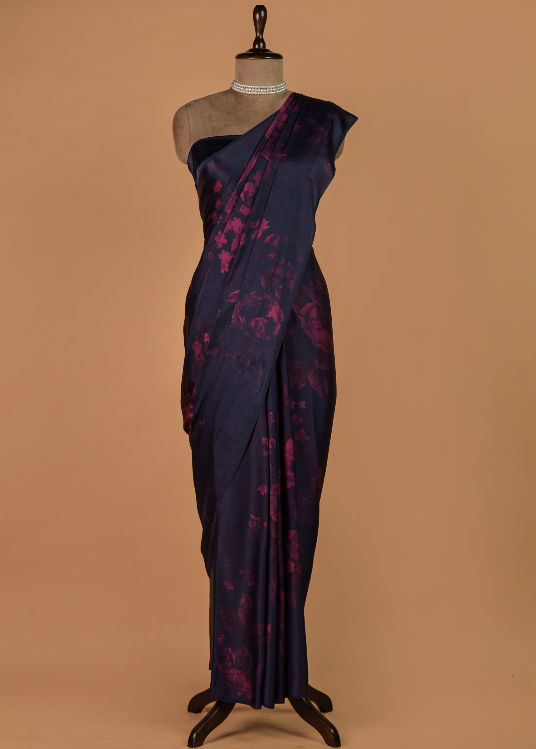 Blue Printed Silk Saree - Image 3 | Greenways Delhi