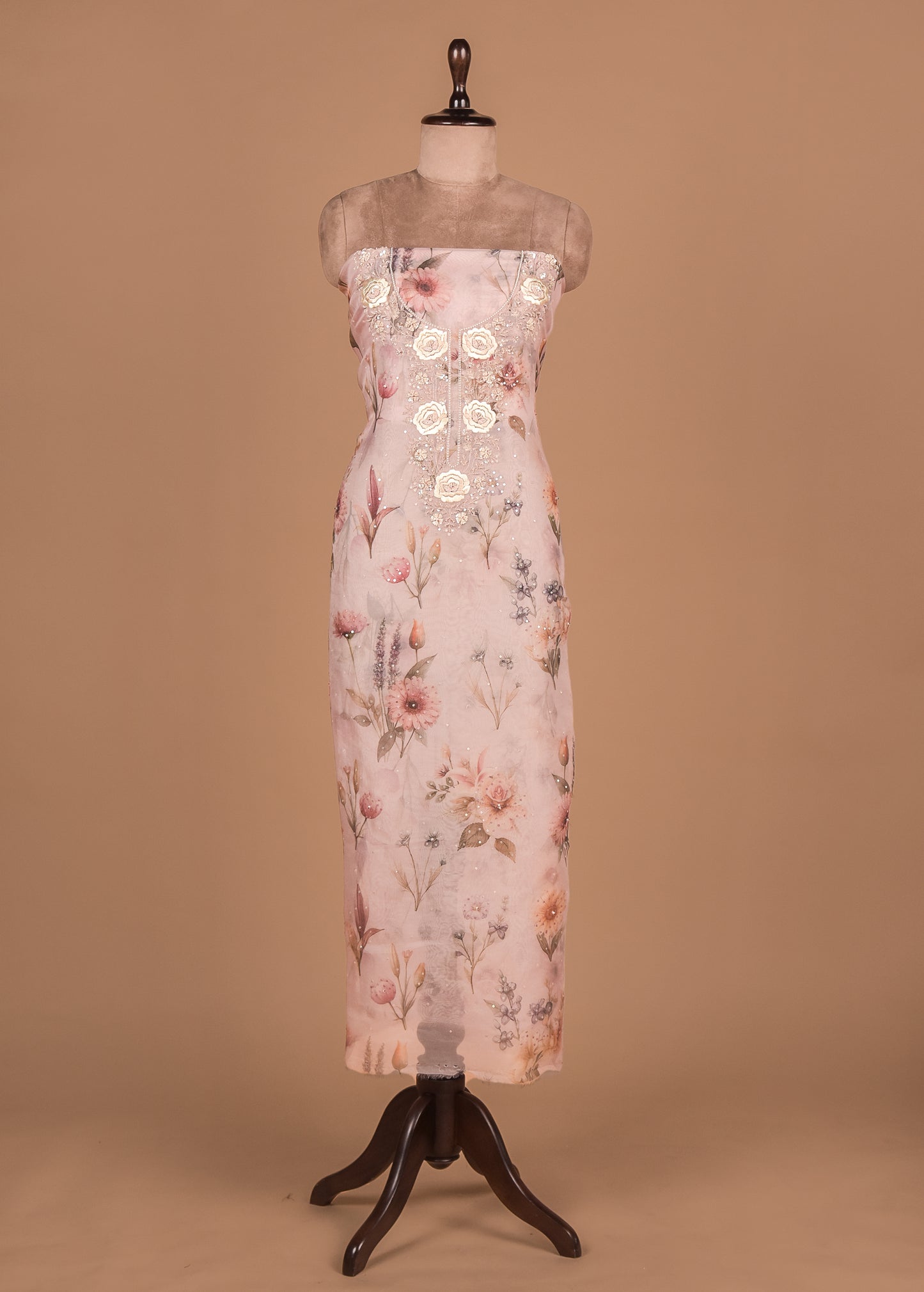 Pink Organza Dress Material
