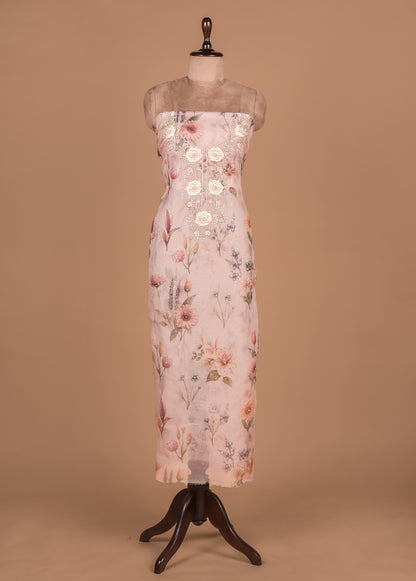 Pink Organza Dress Material