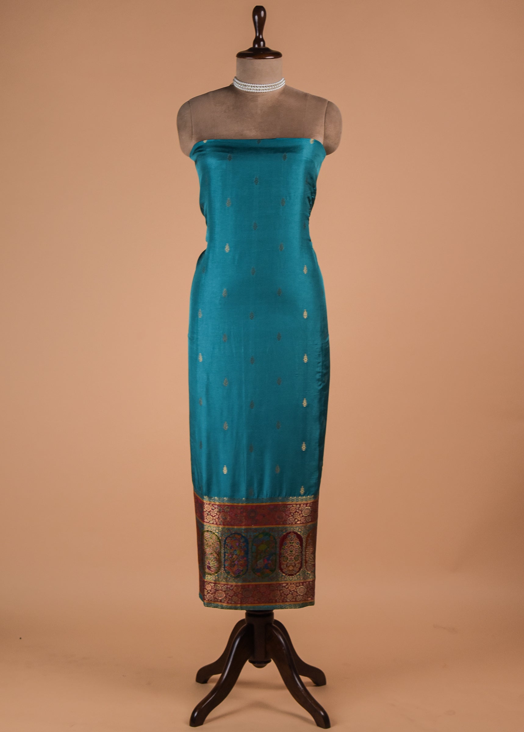 Blue Dola Silk Dress Material
