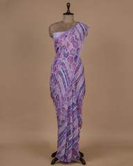 Purple Chiffon Printed Saree