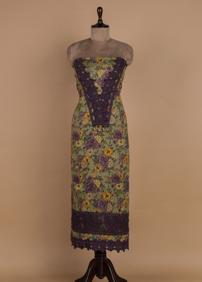 Green Chanderi Dress Material