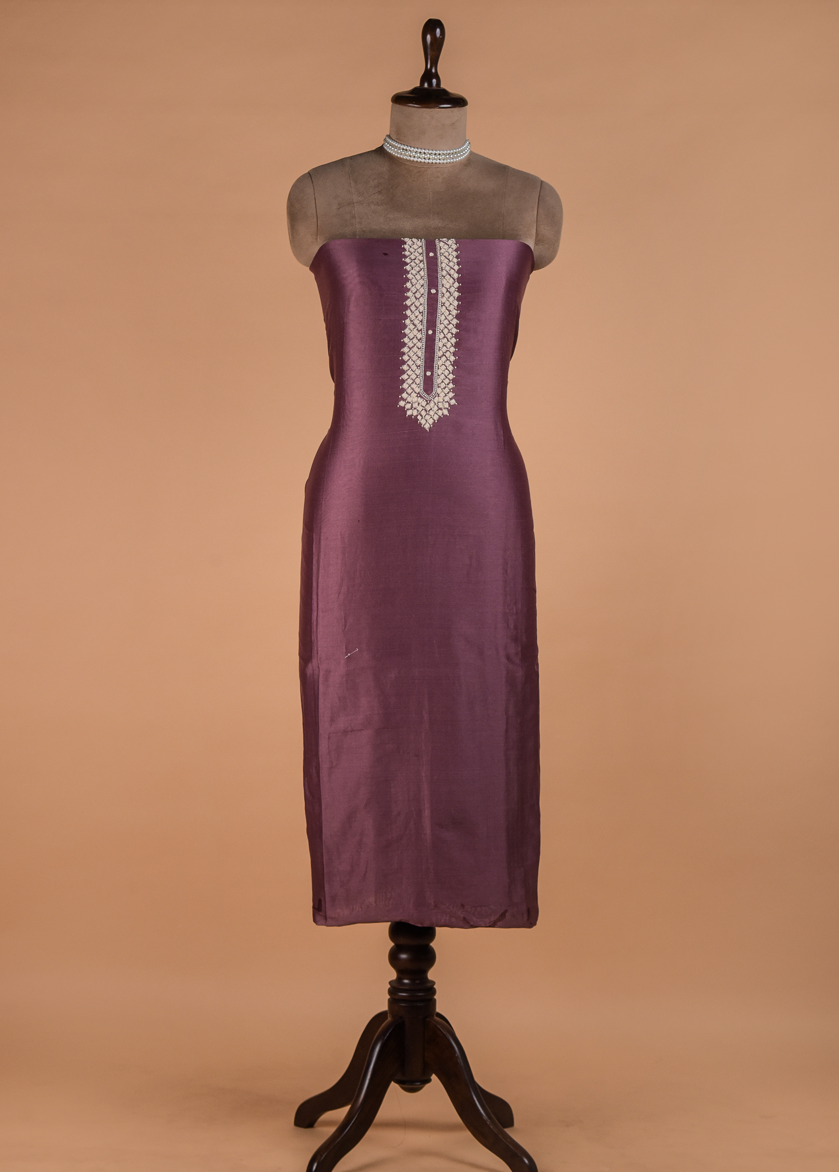 Purple Handwoven Chanderi Dress Material - Image 3 | Greenways Delhi
