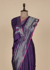 Purple Crepe Silk Kanjeevaram Saree