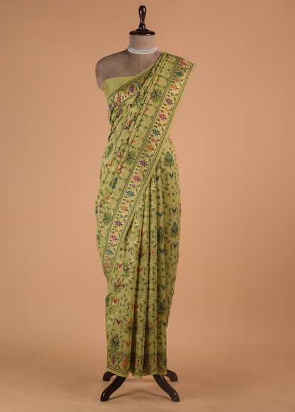 Green Cotton Banarasi Saree