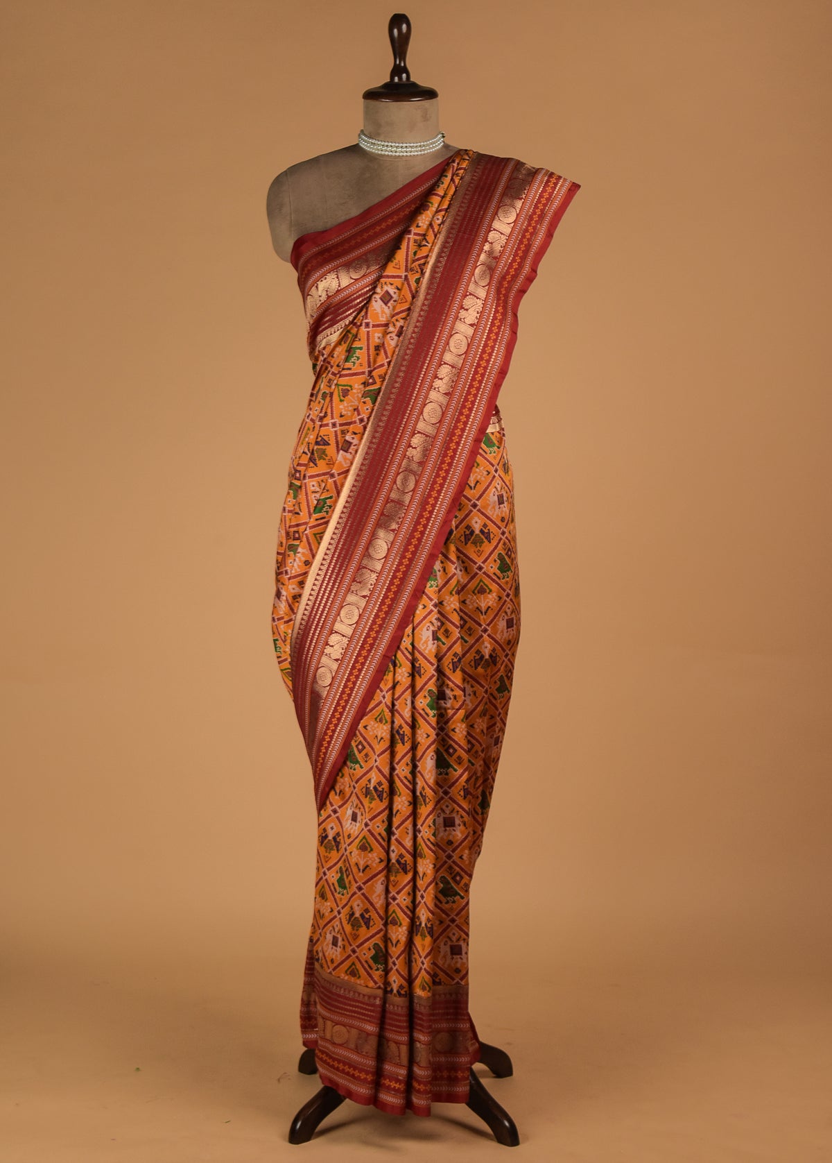 Yellow Art Satin Patola Saree