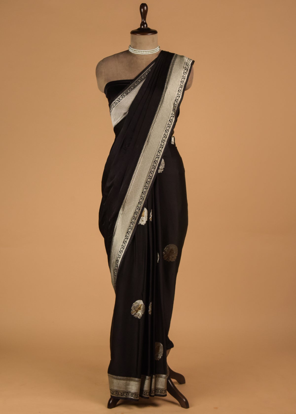 Black Moroccan Silk Banarasi Saree