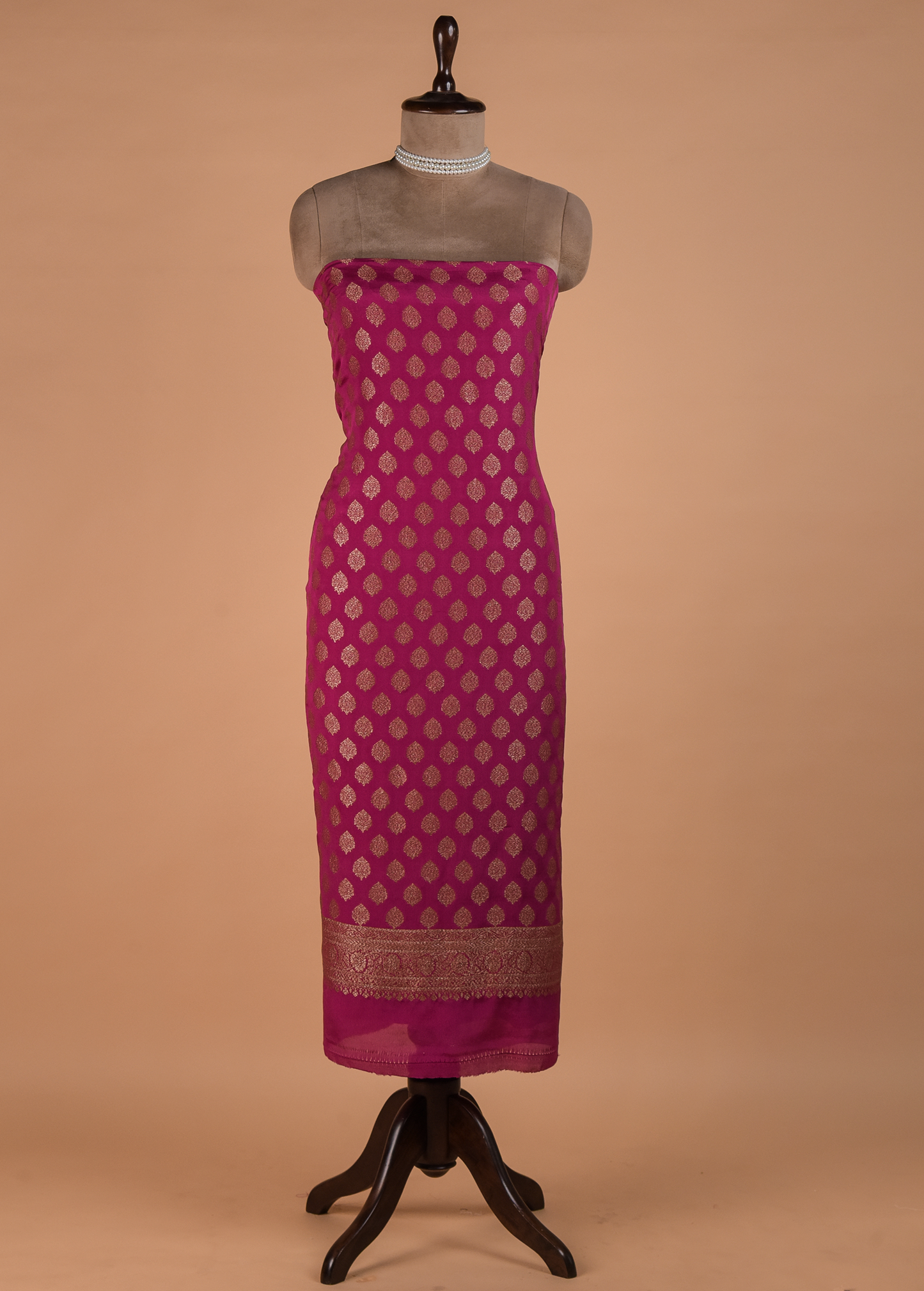 Pink Crepe Silk Dress Material - Image 3 | Greenways Delhi