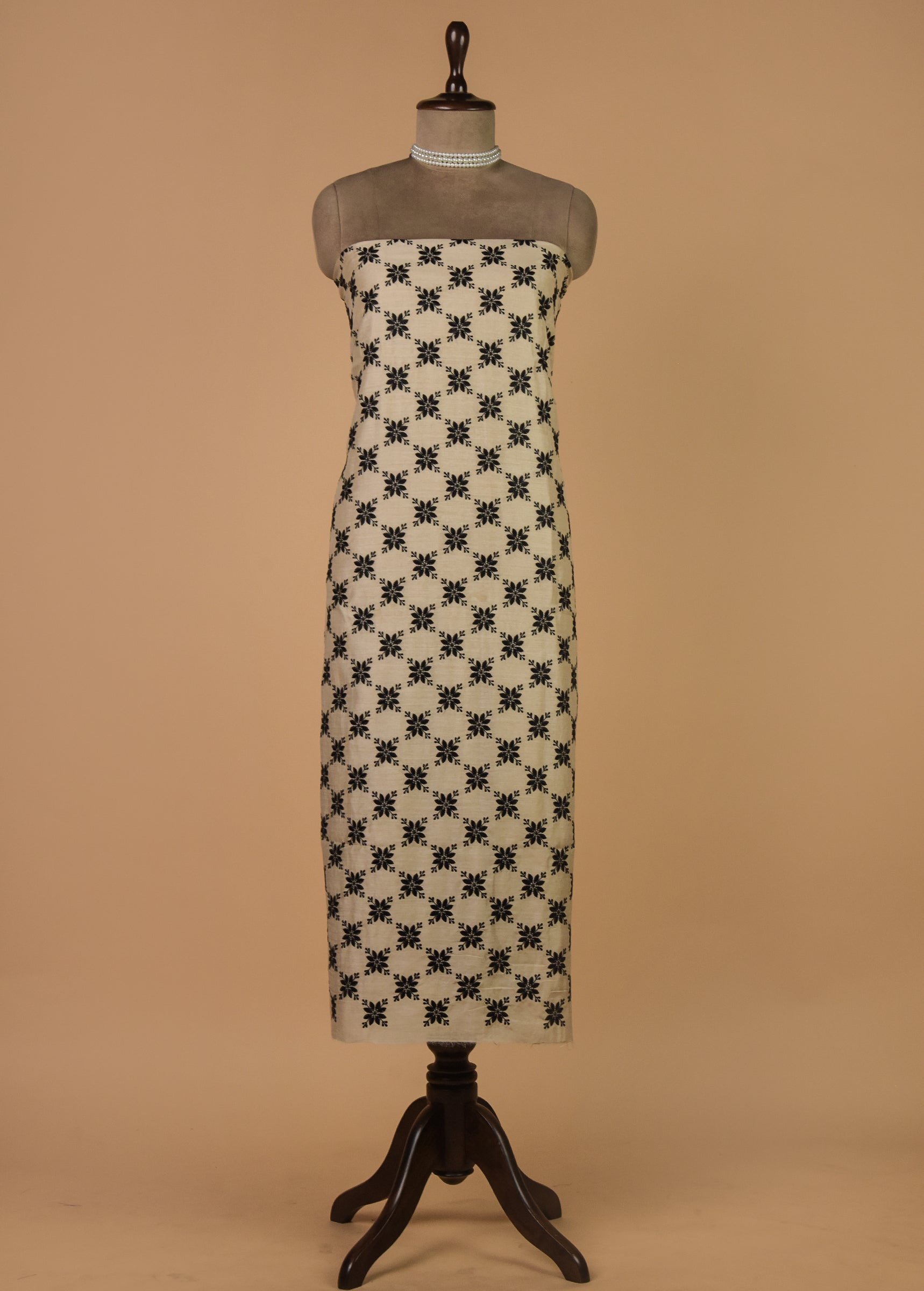 Cream Munga Tussar Dress Material