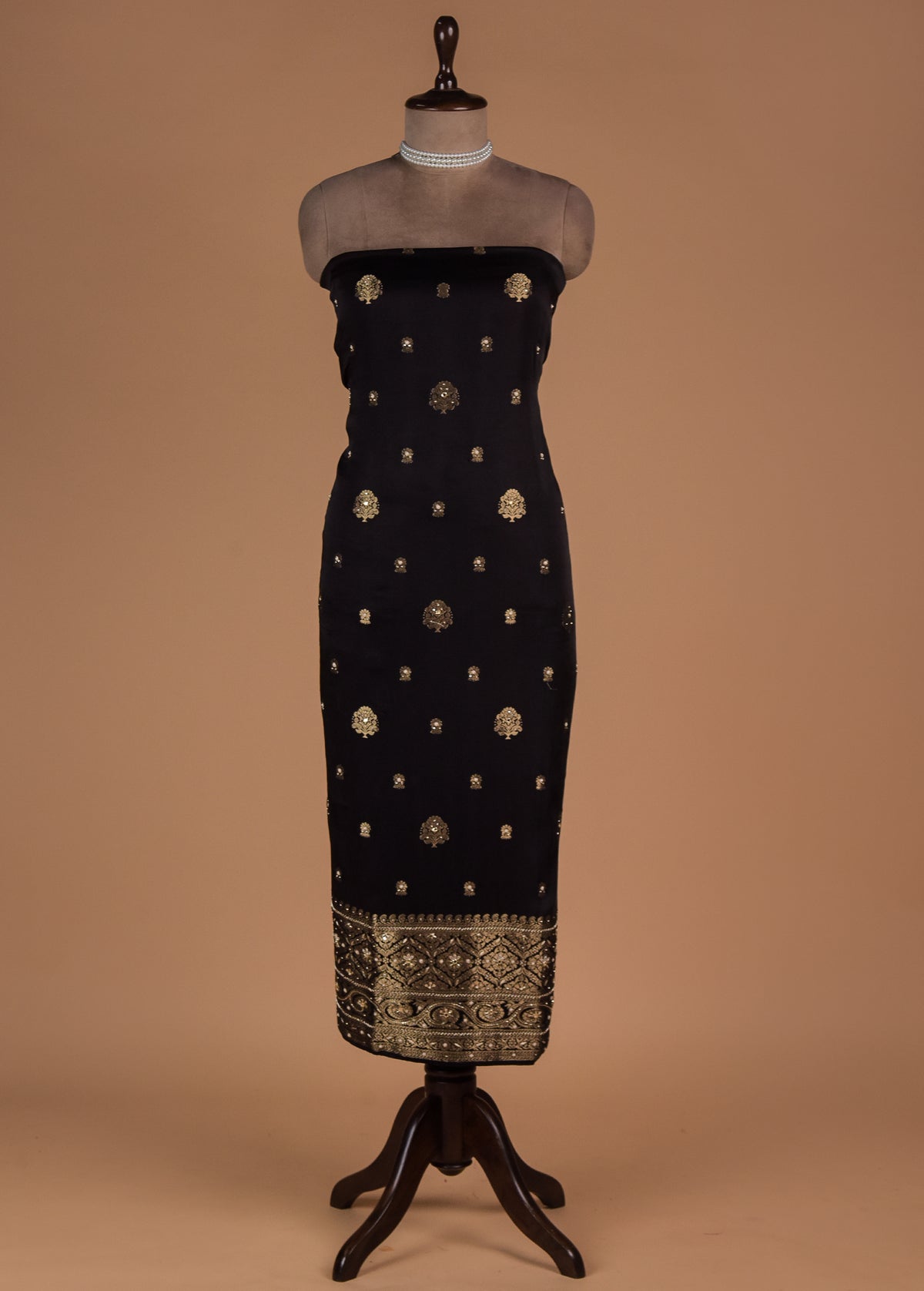 Black Satin Dress Material