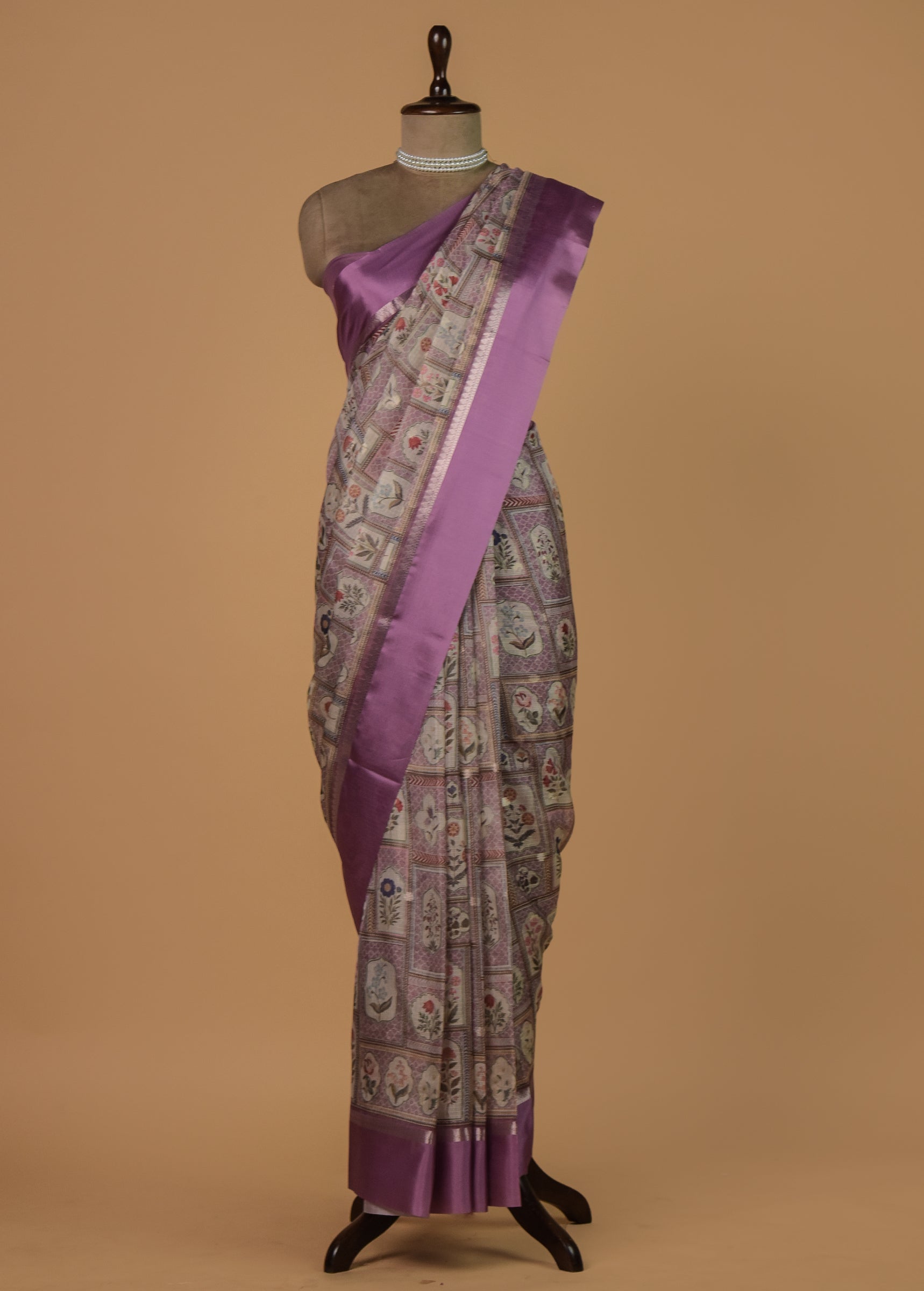 Purple Silk Kota Printed Saree