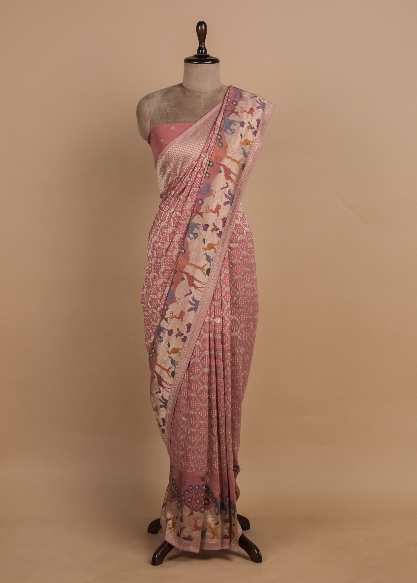 Pink Georgette Bandhani Saree